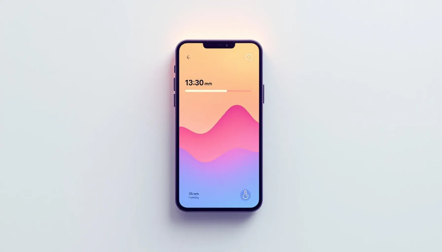 Minimalist flat illustration of a smartphone displaying a calendar interface with cycle tracking symbols—temperature cur