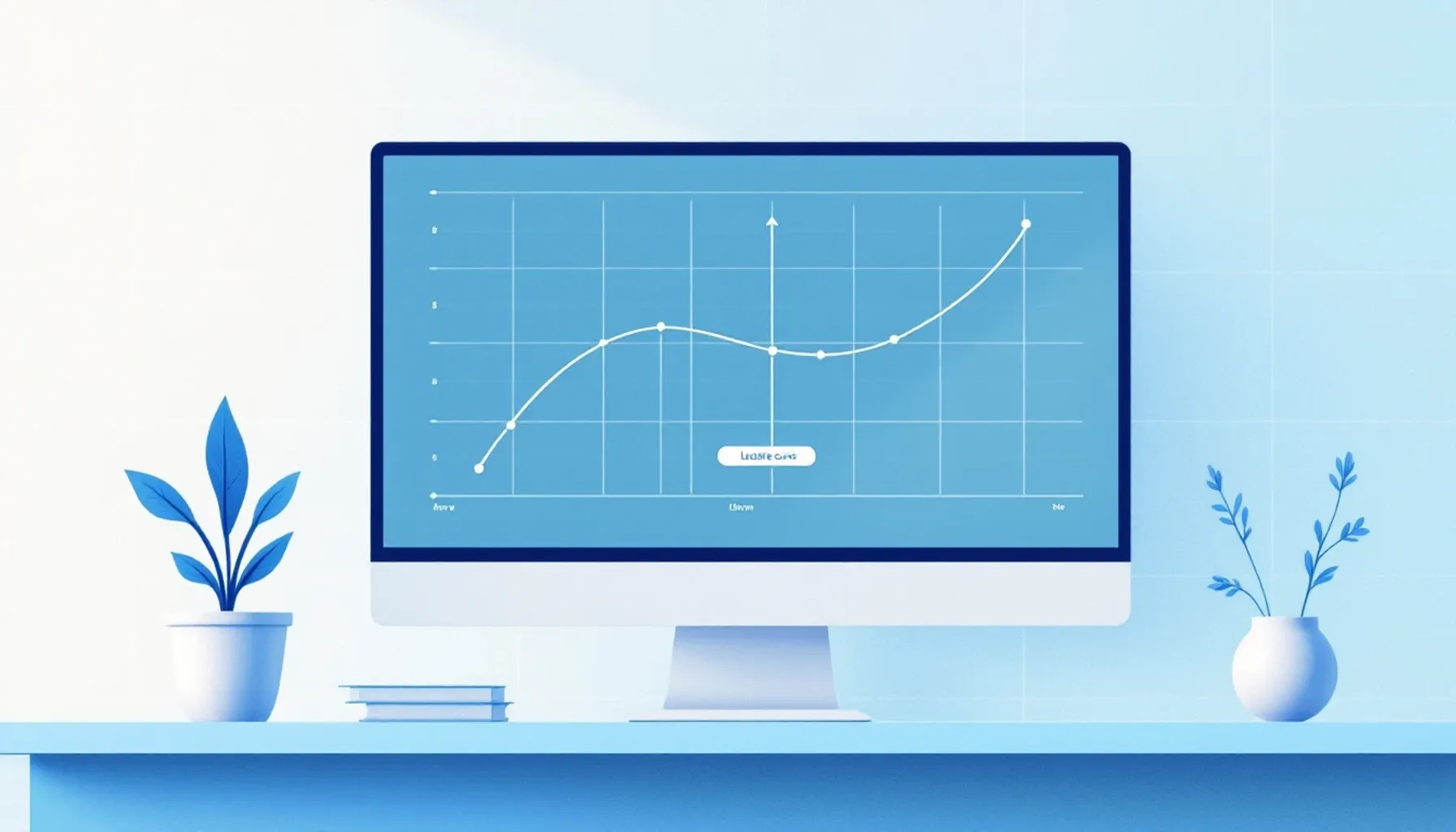 Minimalist flat illustration of a computer monitor displaying a lactate curve graph with data points connected by a smoo