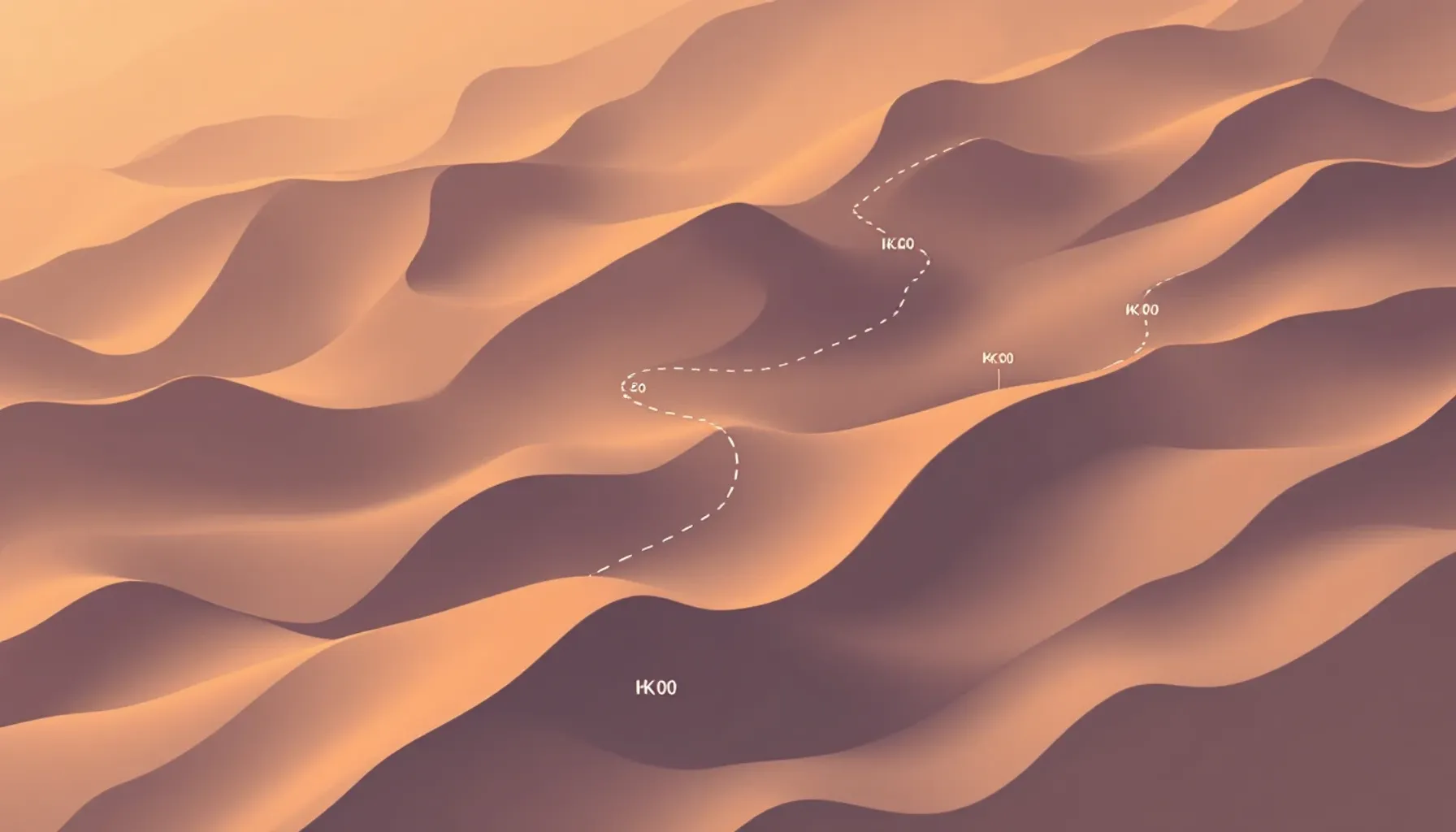 Minimalist flat illustration of a marathon course profile viewed from above, showing elevation changes as gentle rolling